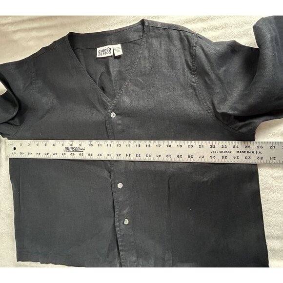 Chico's Womens Linen Collarless Long Sleeve Button Down Top Size 3 Lightweight - Picture 6 of 7